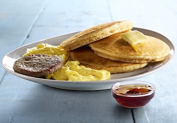 BUTTERMILK PANCAKE PLATTER WITH SAUSAGE